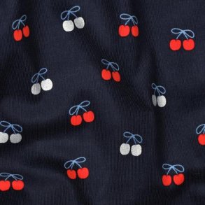Babycord foil Cherries, Navy