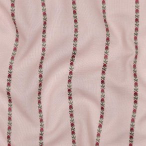 Cotton Dobby Flowers and Stripes, Soft pink