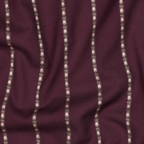 Cotton Dobby Flowers and Stripes, Burgundy