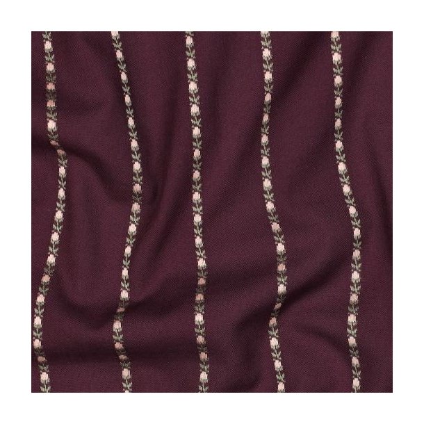 Cotton Dobby Flowers and Stripes, Burgundy