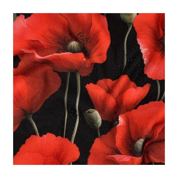 Textil voksdug,  Valmuer Black