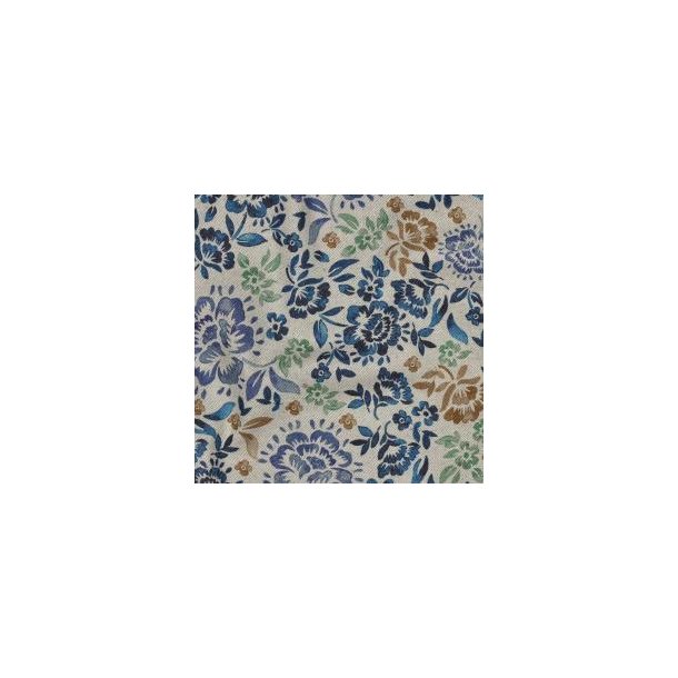 Canvas linen look digital Flowers, Blue