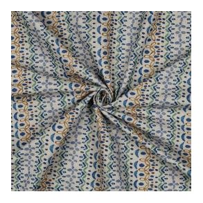Canvas linen look Digital Flowers, Blue