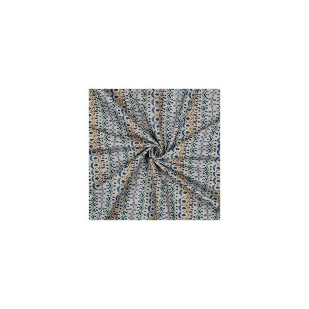 Canvas linen look Digital Flowers, Blue
