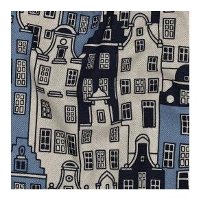 Canvas Linen look Houses, Blue