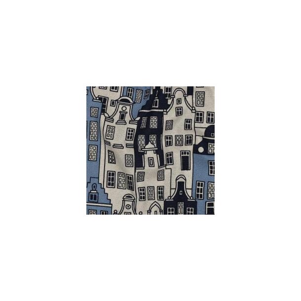 Canvas Linen look Houses, Blue