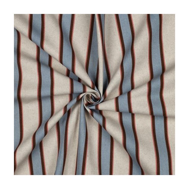 Canvas Linen look Stripes, Light blue