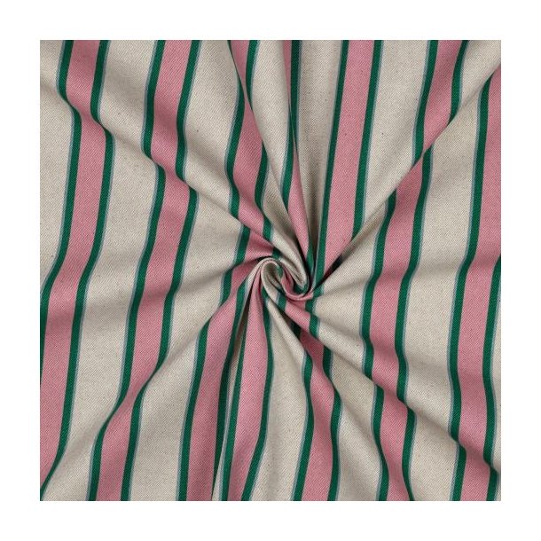 Canvas Linen look Stripes, Pink