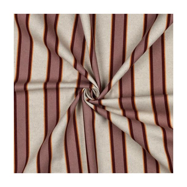 Canvas Linen look Stripes, Mauve