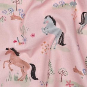 Fine poplins digital Farm animals, Light pink