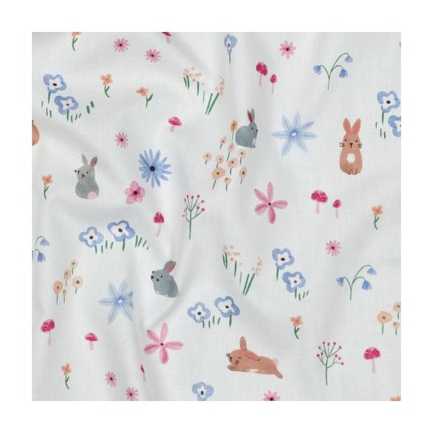 Fine poplin digital Farm animals, white
