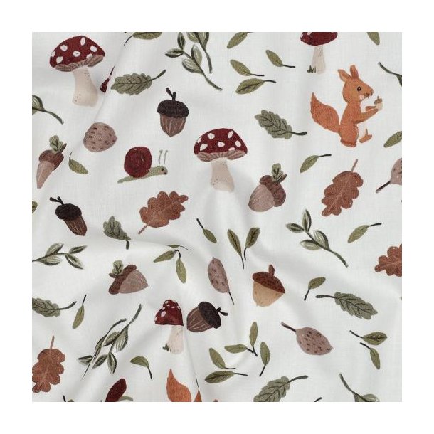 Fine poplin Digital Autumn, White