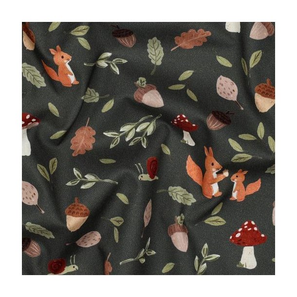 Fine poplin digital Flowers, Army green