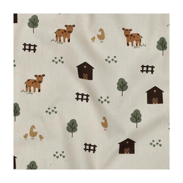 Poplin gots natural Farm animals