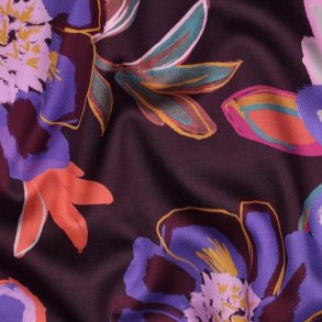 Cotton satin digital Flowers, Burgundy