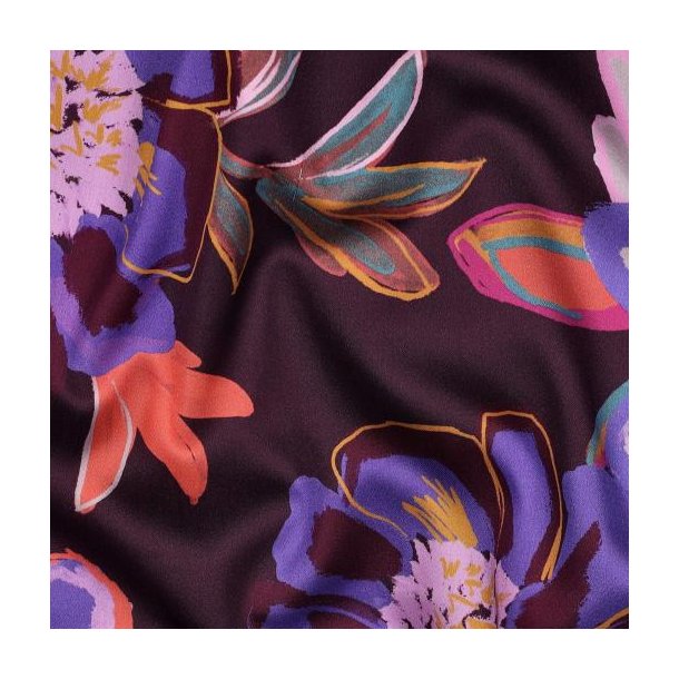Cotton satin digital Flowers, Burgundy