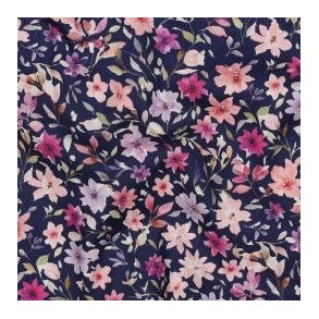 Fine poplin digital Flowers, Blue