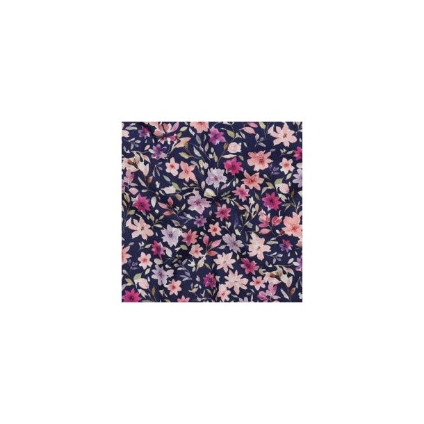 Fine poplin digital Flowers, Blue