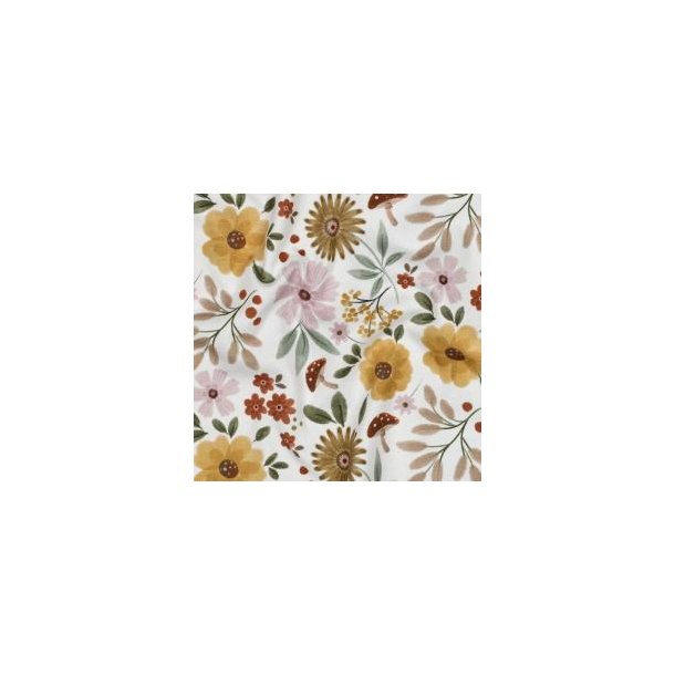 �kotex bomulds jersey Flowers, White