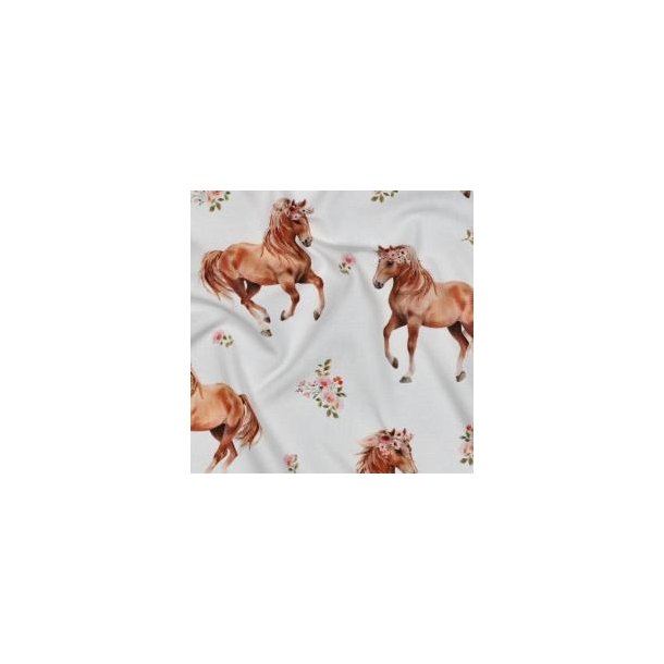�kotex bomulds jersey digital Horses, White
