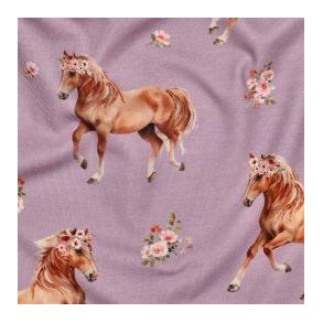 �kotex bomulds jersey Horses, Lavender