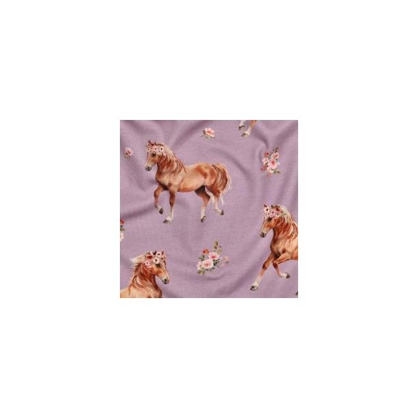 �kotex bomulds jersey Horses, Lavender