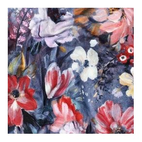 French Terry digital Flowers, Blue