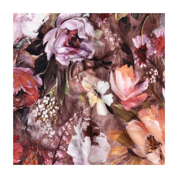 French Terry digital Flowers, Brown