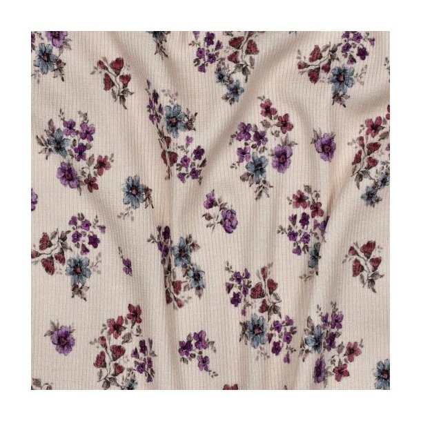 Rib jersey digital Flowers, Off white
