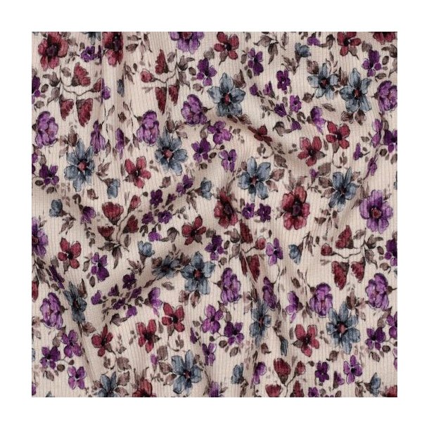 Rib jersey digital Flowers, Off white
