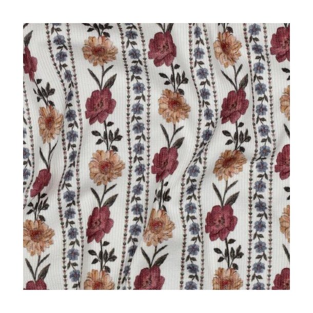 Rib jersey digital Flowers, Off white