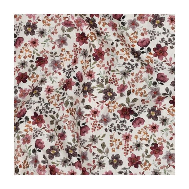 Fine poplin digital Flowers. Ecru