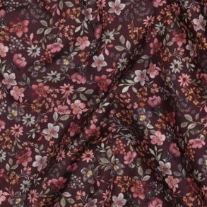 Fine poplin digital Flowers, Burgundy