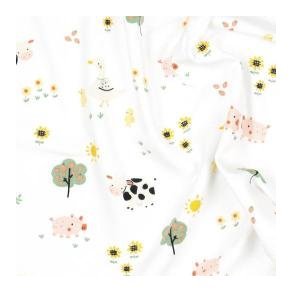 �kotex bomulds jersey Farm animals, White