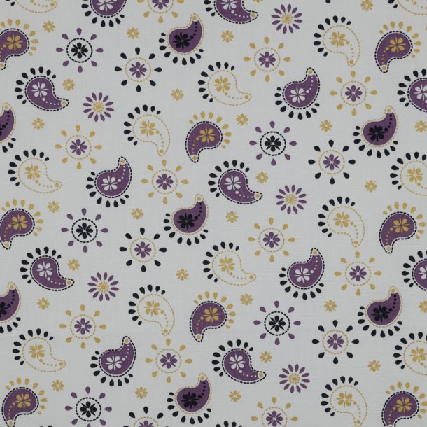 Fine poplin Glitter paisley, White
