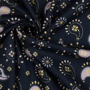 Fine poplin Glitter paisley, Navy