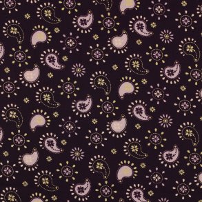 Fine poplin Glitter paisley, Dark purple