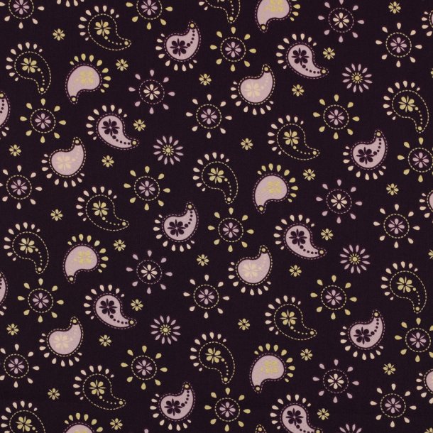 Fine poplin Glitter paisley, Dark purple