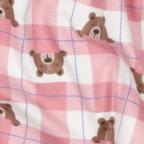 Flannel Bears check, Light pink