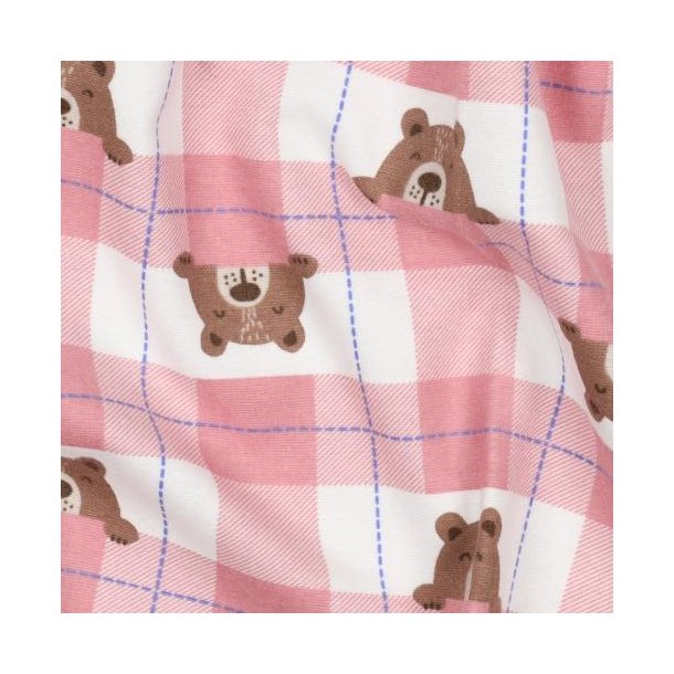 Flannel Bears check, Light pink - Flannel - Kølkær Stof og Hobby