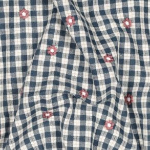 Cotton viscose Embroidery Flowers, Petrol