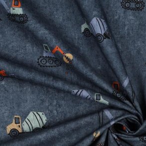 Fine poplin digital work vehicles, Blue