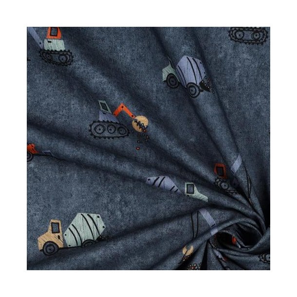 Fine poplin digital work vehicles, Blue