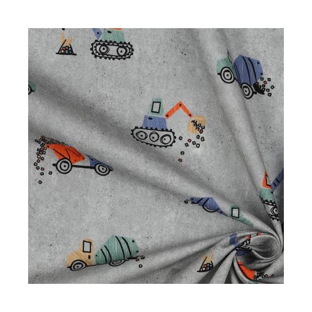 Fine poplin digital Work vehicles, Light grey