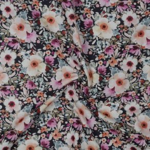 Poplin digital Flowers, Navy