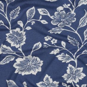 Viscose jersey Flowers, Blue