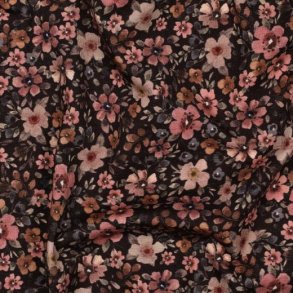 �kotex bomulds jersey, Digital Flowers, Brown