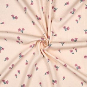 Waffle jersey Flowers, Light pink