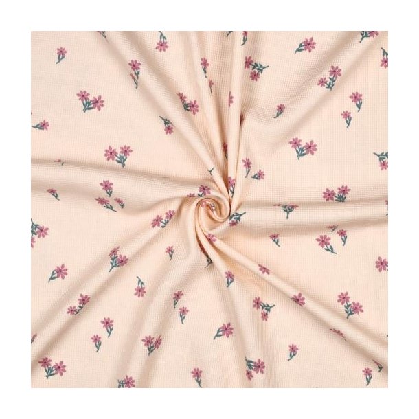 Waffle jersey Flowers, Light pink