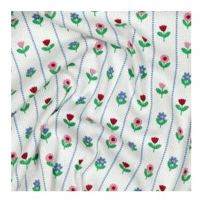 Rib Jersey Flowers, White